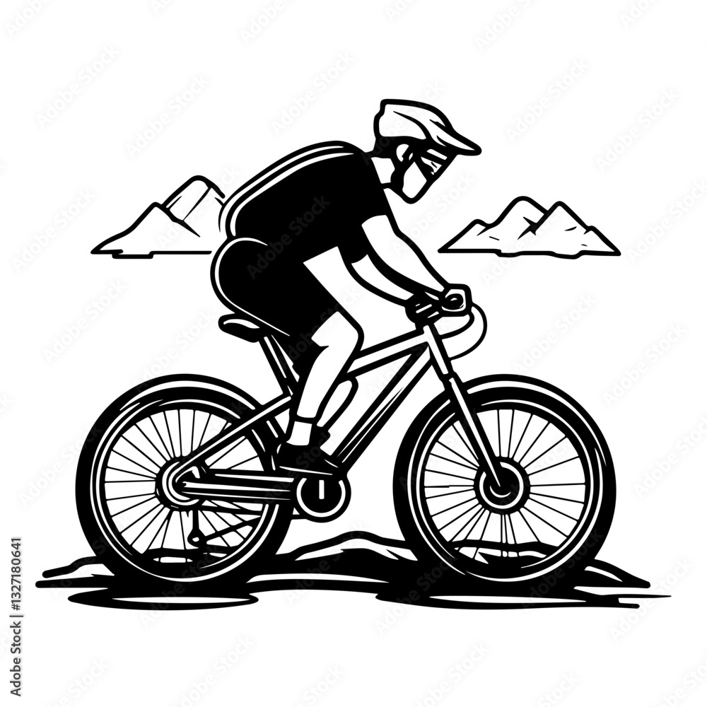 Naklejka premium man riding a bike