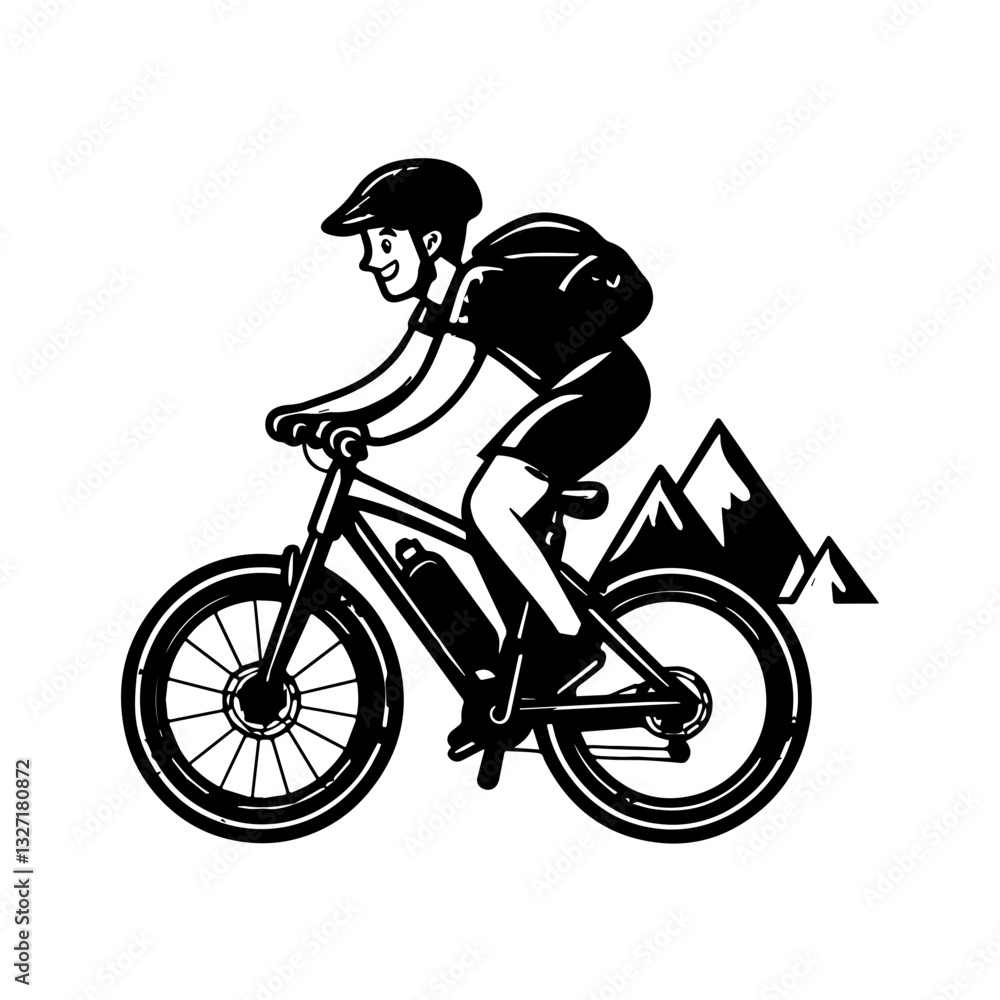 Fototapeta premium man riding a bike