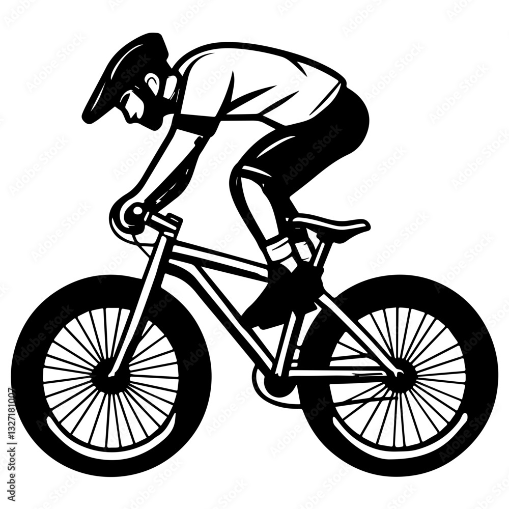 Naklejka premium man riding a bike