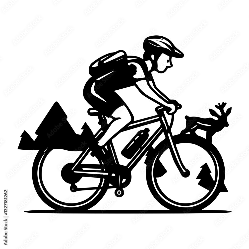 Naklejka premium man riding a bike