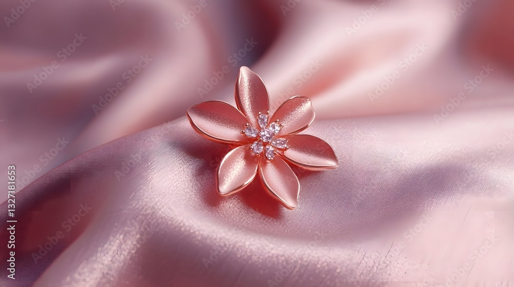 Exquisite brooch on silk fabric Exquisite brooch on silk fabric