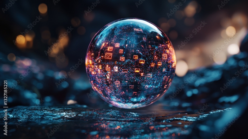 Global Digital Network: A Futuristic Crystal Sphere Global Digital Network: A Futuristic Crystal Sphere