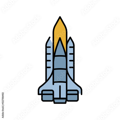 Transportation in space color flat icon.