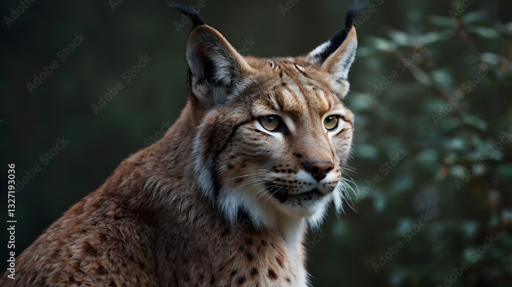 Lynx Portrait in Forest Looking Away Wildlife Animal Photography Lynx Portrait in Forest Looking Away Wildlife Animal Photography