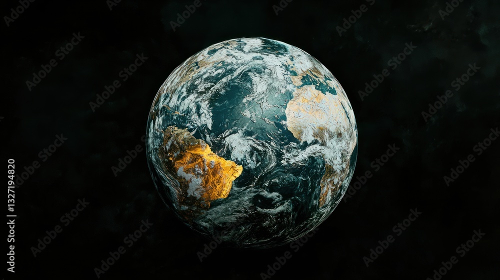 Obraz premium Mystic Earth: A Golden Hues Celestial View