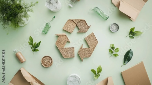 Wallpaper Mural Circular economy concept showing the lifecycle of recycled materials from waste to new products. Torontodigital.ca