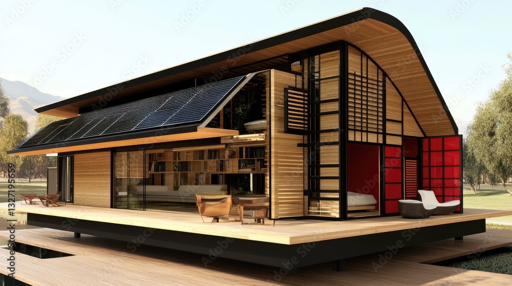 Concept of energy-efficient rural homes with passive solar heating and natural ventilation. Concept of energy-efficient rural homes with passive solar heating and natural ventilation.