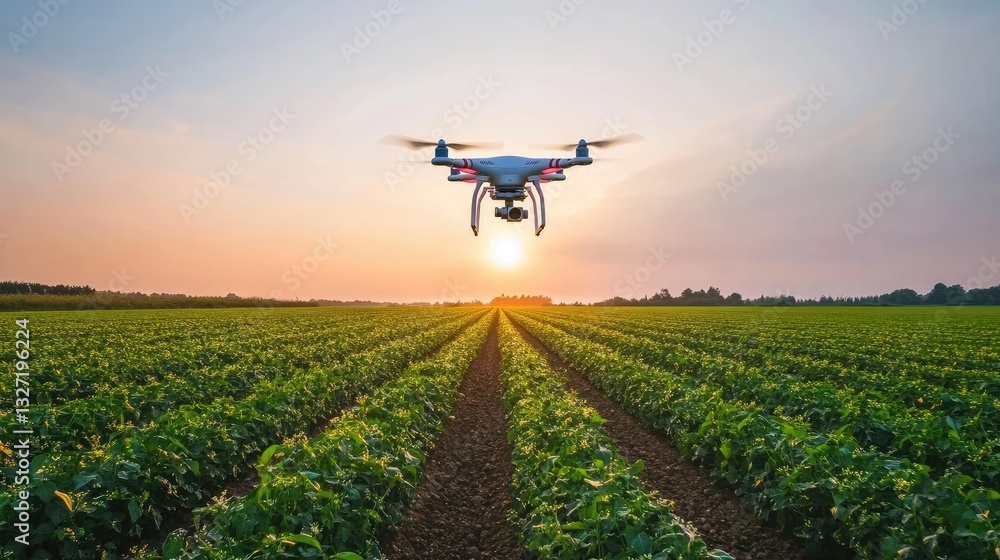 Drone view of precision agriculture with smart irrigation optimizing water and soil nutrients. Drone view of precision agriculture with smart irrigation optimizing water and soil nutrients.