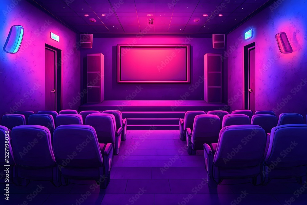 Fototapeta premium Focused audience in the darkness and dreamy movie atmosphere