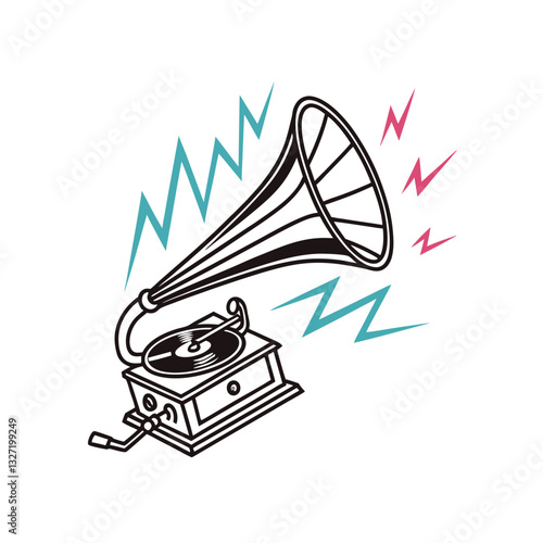 vector illustration of a gramophone