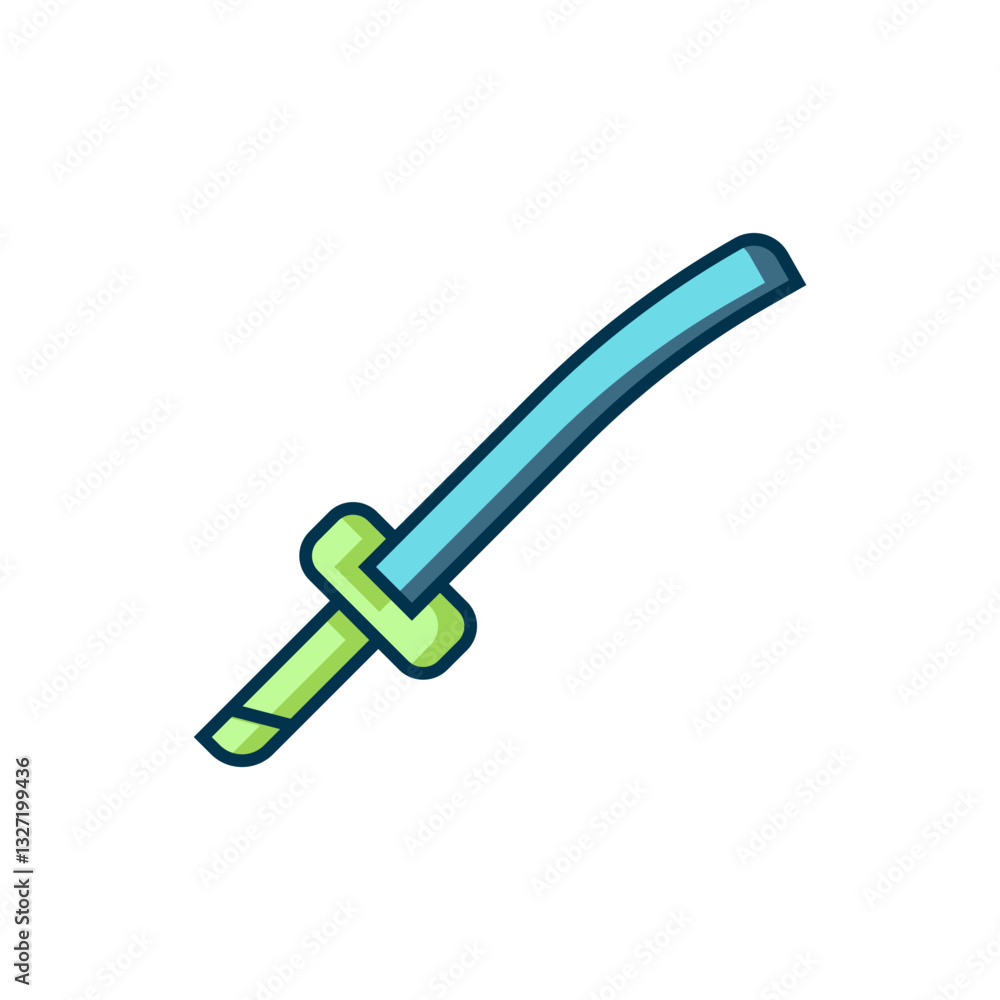 Filled outline Traditional Japanese katana icon isolated on white background. Japanese sword. Flat filled outline style with shadow. Vector Filled outline Traditional Japanese katana icon isolated on white background. Japanese sword. Flat filled outline style with shadow. Vector