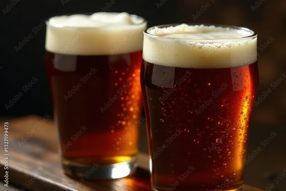 Dark beer pours, abundant creamy foam spills over rim , spill, rich, dark beer Dark beer pours, abundant creamy foam spills over rim , spill, rich, dark beer