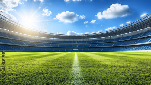 Ultra-wide angle of modern football field