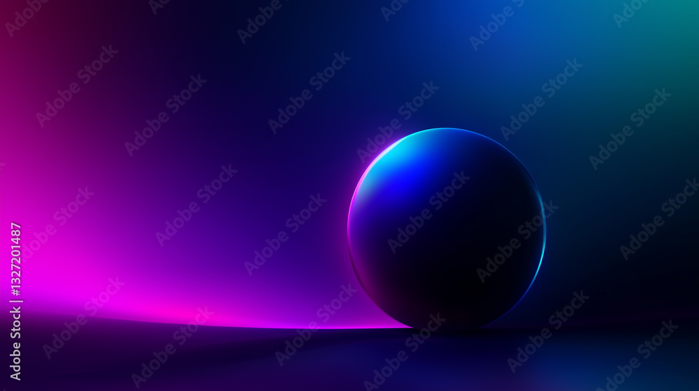 Mysterious charm of neon light balls on black background Mysterious charm of neon light balls on black background