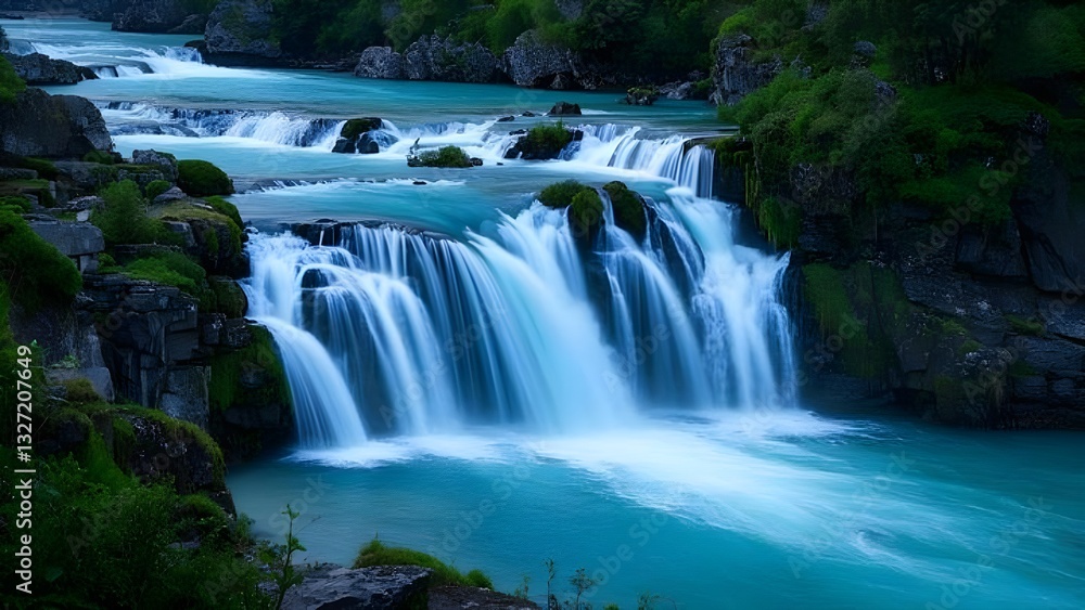 Obraz premium Waterfall in the beautiful forest