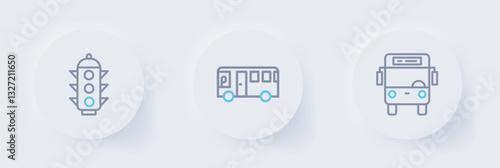 Set line Bus, and Traffic light icon. Vector