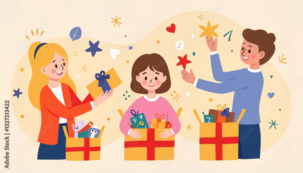 Children joyfully donating toys to charity boxes, spreading kindness Children joyfully donating toys to charity boxes, spreading kindness