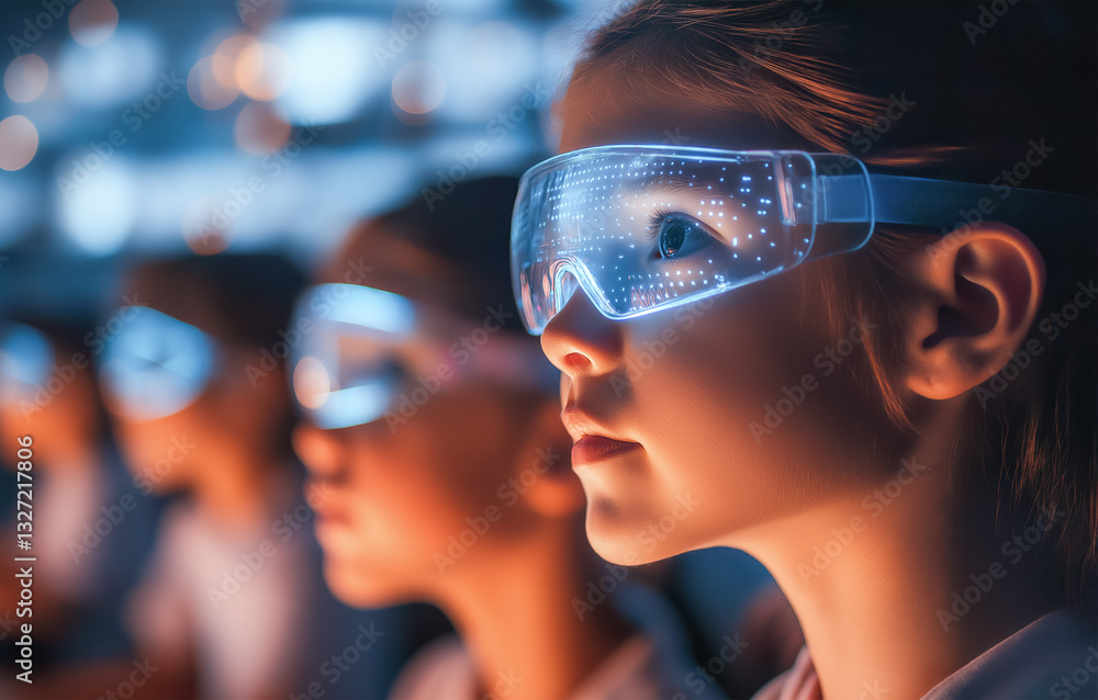 Children of the Beta generation in virtual reality. The future of education and technology, the digital era, artificial intelligence and the new generation. Children of the Beta generation in virtual reality. The future of education and technology, the digital era, artificial intelligence and the new generation.