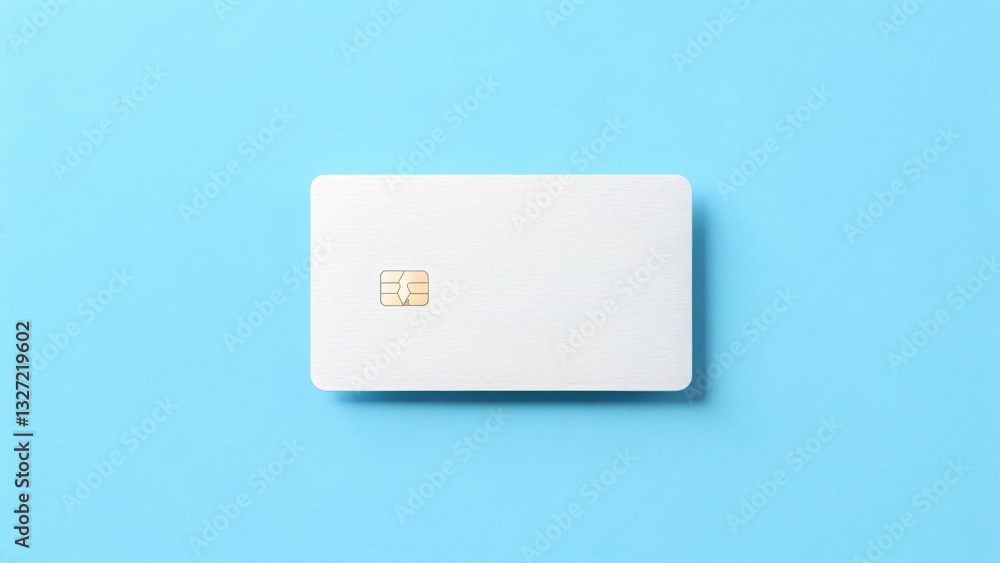 Digital Payments concept, White credit card on a blue background, symbolizing finance and payment methods. Digital Payments concept, White credit card on a blue background, symbolizing finance and payment methods.