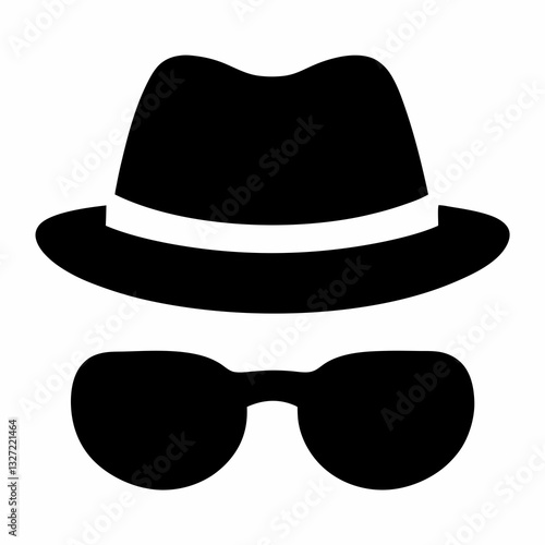 Minimalist Fedora Hat and Sunglasses Vector.