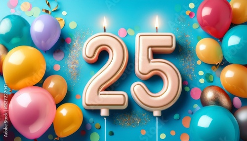 25th birthday card. Vibrant birthday greeting with the number 25 prominently displayed,  photo