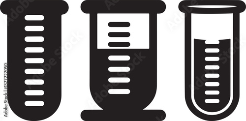 Set of test tubes with liquid and graduated markings.