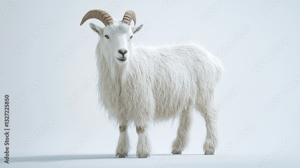 Fototapeta premium Ultra-realistic Goat with Horns in a Standing Pose