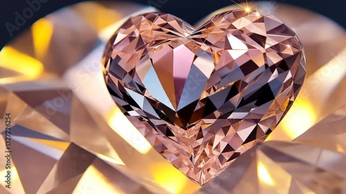 Heart-Shaped Gemstone with Sparkling Cuts and Radiant Highlights