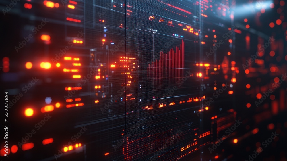 Abstract Futuristic Digital Interface: Red and Black Data Visualization Abstract Futuristic Digital Interface: Red and Black Data Visualization