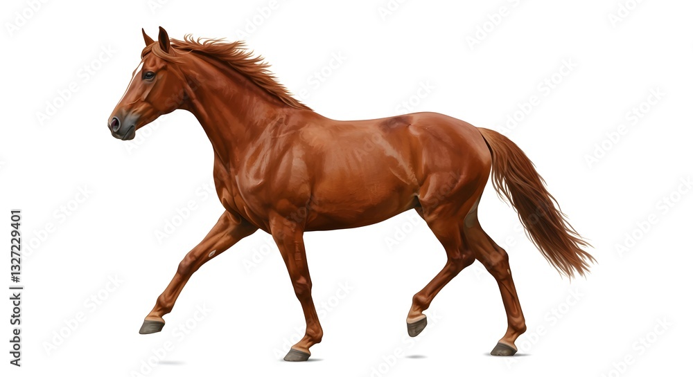 Naklejka premium brown running horse isolated on white background