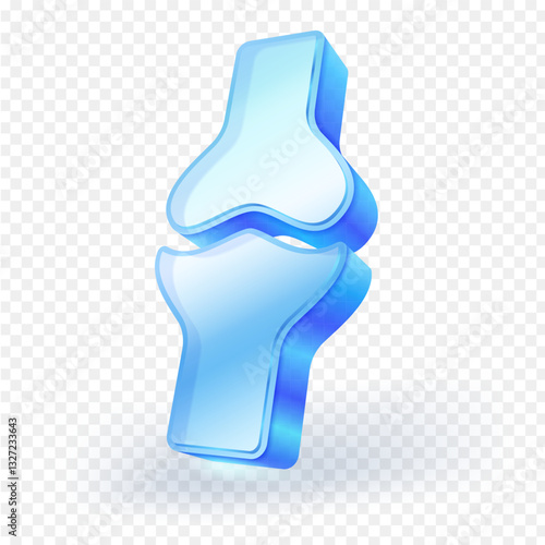 3D glass bone icon isolated on transparent background. Vector illustration file.