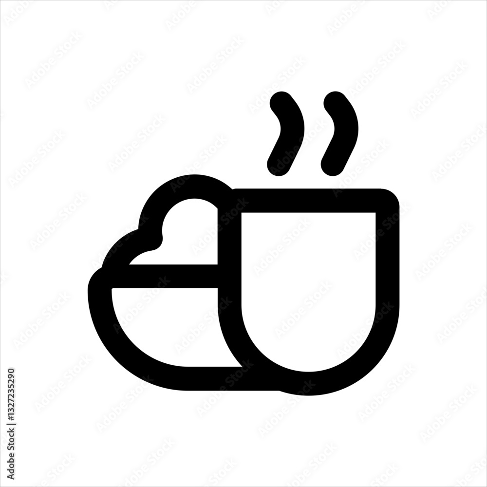  A simple illustration of two steaming coffee cups, perfect for representing cafes, coffee shops, or morning routines.