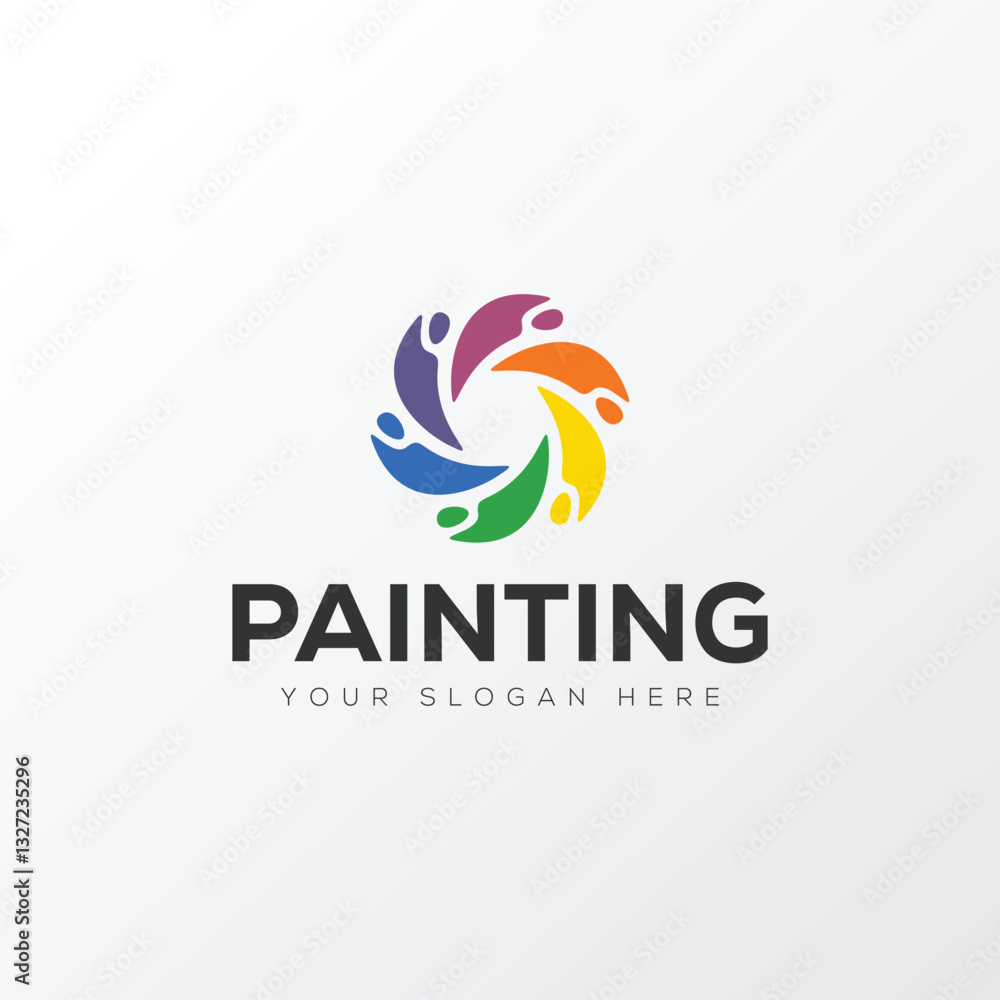 Fototapeta premium Paint logo, painting design, paint brush icon design with colorful elegant vector template