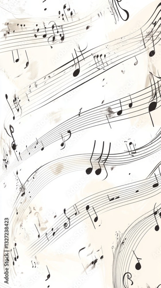 Fototapeta premium Minimalist jazz sheet music on white background