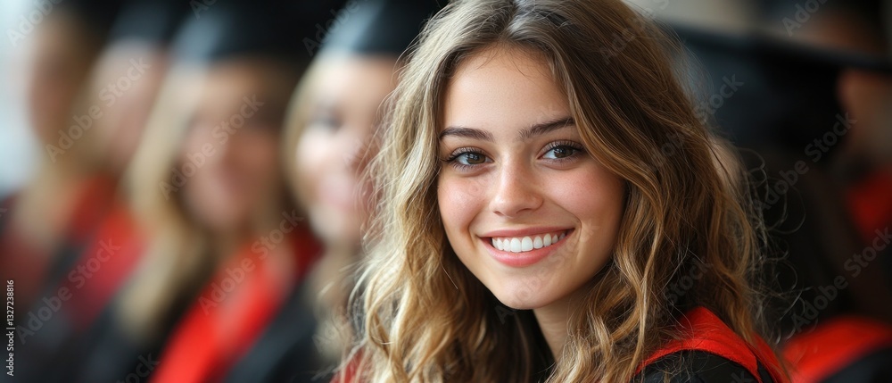Fototapeta premium Radiant Graduate: A Portrait of Joy and Success