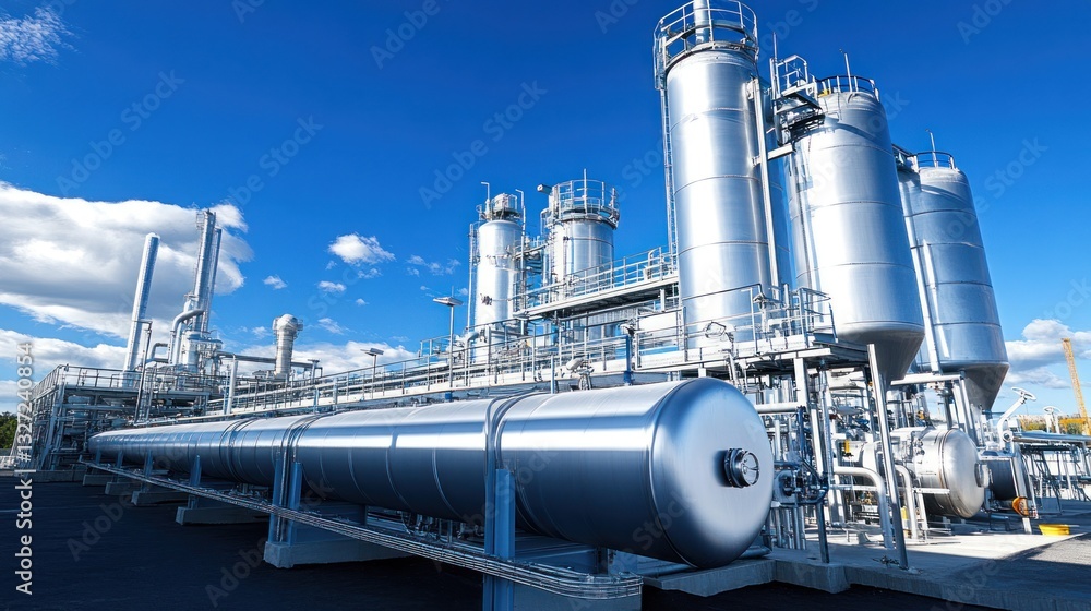 Industrial plant complex under clear sky Industrial plant complex under clear sky