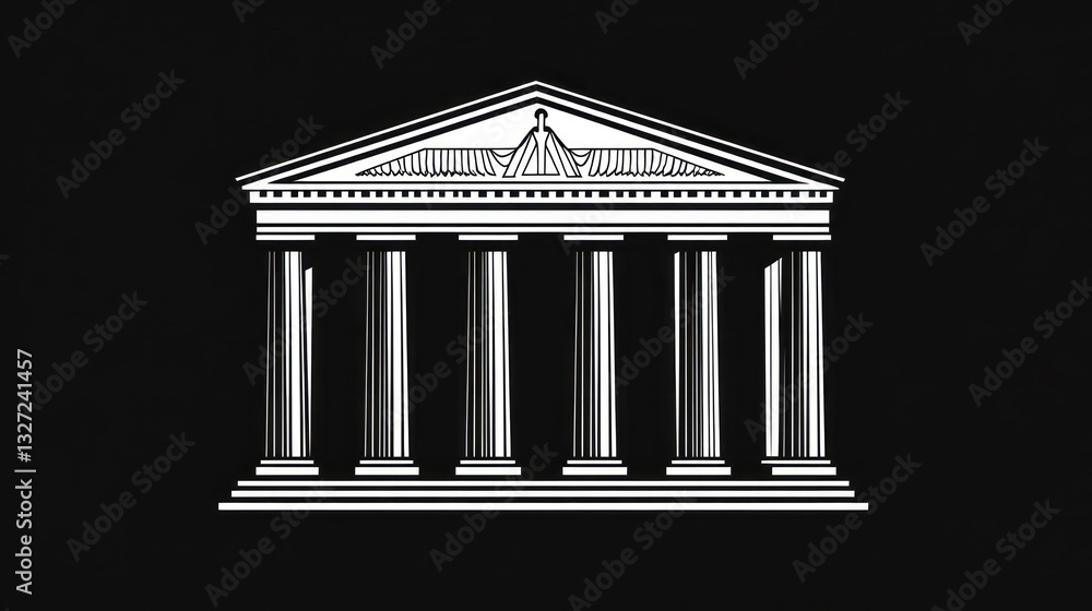 Fototapeta premium Greek temple columns, night, architecture, design, website
