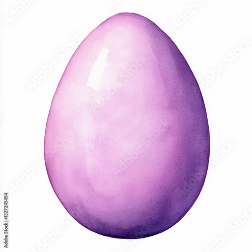 Watercolor Light Purple Egg on White Background photo