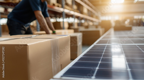 Wallpaper Mural Energy Efficient Warehouse with LED Lighting and Solar Panels Torontodigital.ca