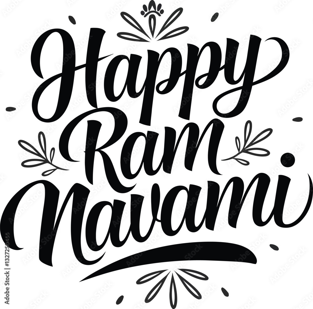Obraz premium Happy Ram Navami festival of India, typography vector illustration.