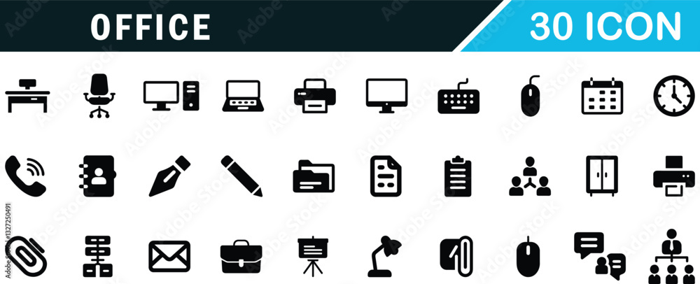 Office icon set , computer, laptop, monitor, printer, desk, chair, scanner, phone, keyboard, mouse and more . Office black fill icons Office icon set , computer, laptop, monitor, printer, desk, chair, scanner, phone, keyboard, mouse and more . Office black fill icons