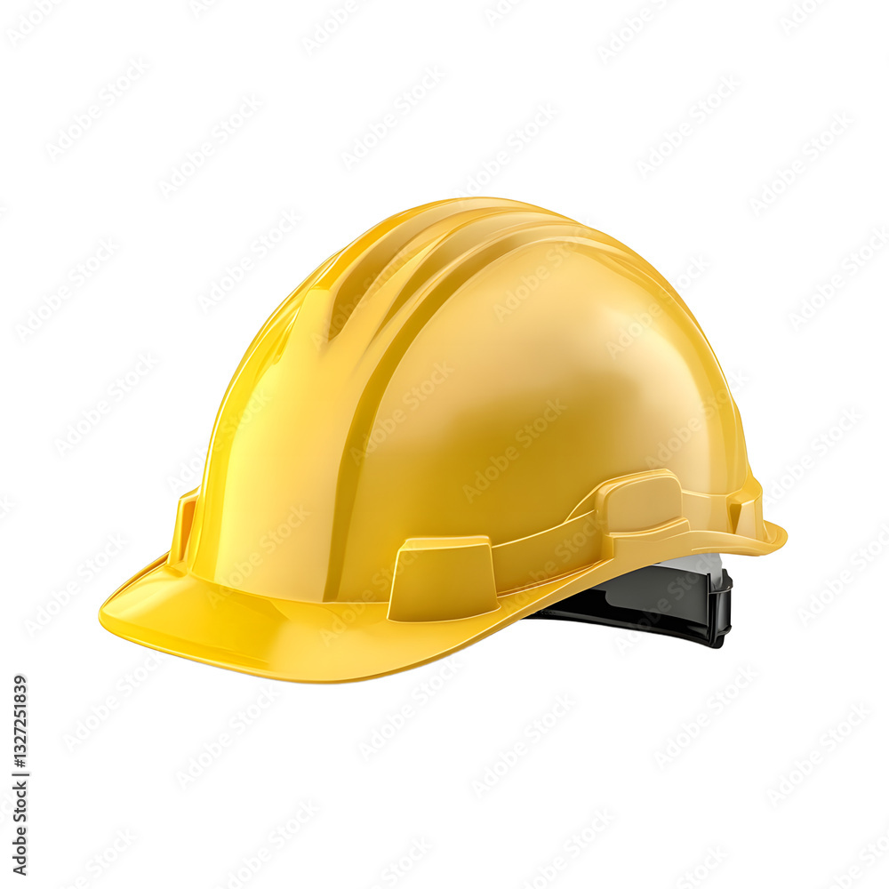 Fototapeta premium Bright yellow safety helmet, perfect for construction stock photography.