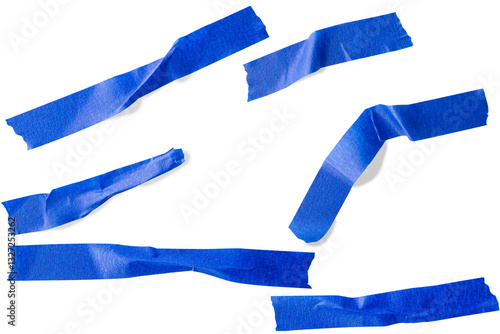 Blue tape crumpled pieces bundle transparency isolated