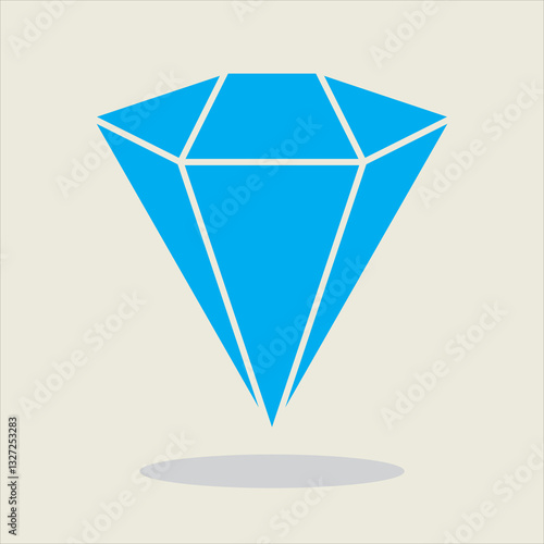 Illustrative Diamond Icon. A radiant, jewel-toned diamond icon sparkles with a captivating allure, poised against a muted background and a subtle shadow.