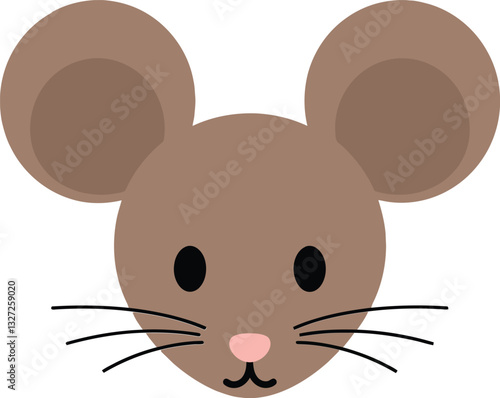 Obraz na płótnie Cute cartoon mouse character with oversized ears in a minimal flat design style, cheerful expression, perfect for childrens illustrations and vector art w salonie
