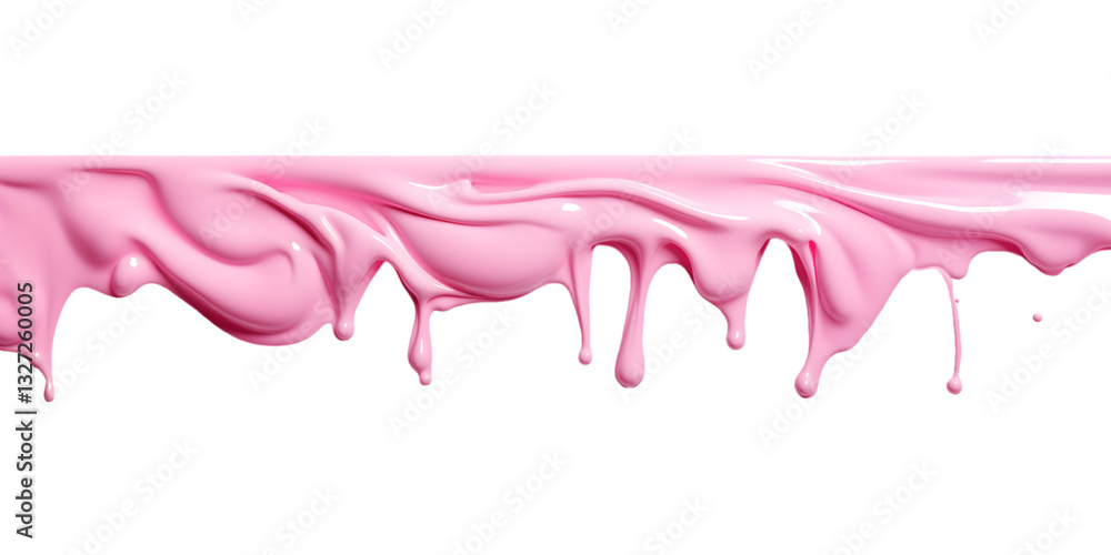 This image features pink liquid dripping and flowing on a vibrant magenta background, with a black top. This image features pink liquid dripping and flowing on a vibrant magenta background, with a black top.