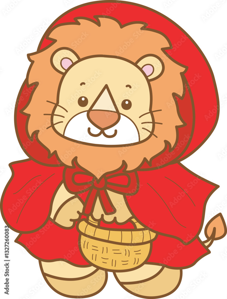 Fototapeta premium Cute Lion Halloween vector icon. Funny baby Lion animal series Halloween illustration.