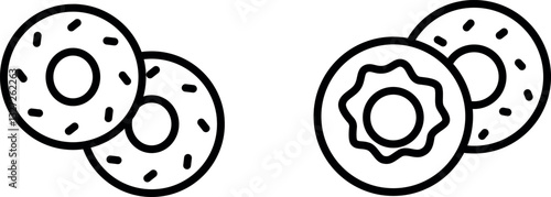 "Donuts Icon – Sweet and Delicious Ring-Shaped Pastry Symbol in Vector Style"