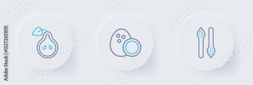 Set line Asparagus, Coconut and Pear icon. Vector
