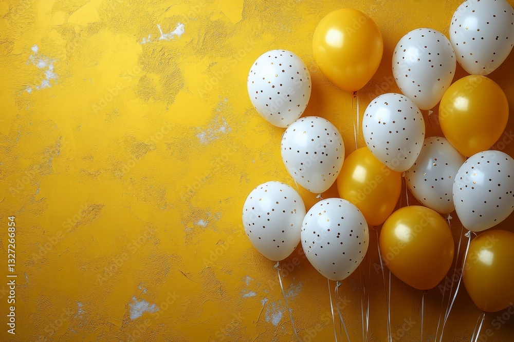 Yellow Balloons On Textured Background